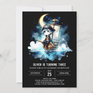 Adorable Nautical Pirate Birthday Invitation