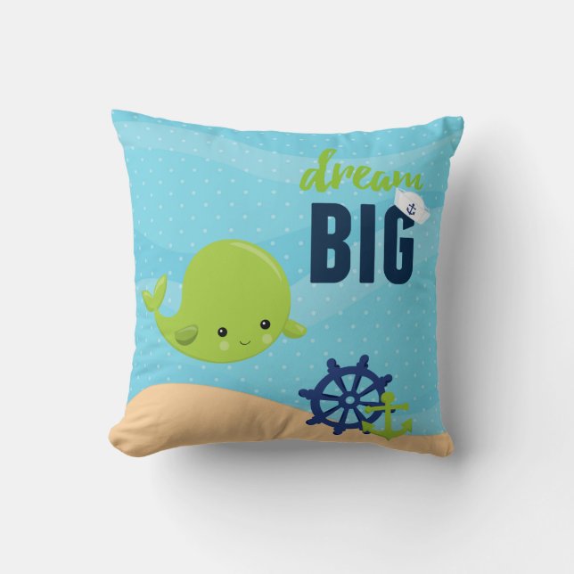 Adorable nautical whale cushion (Front)