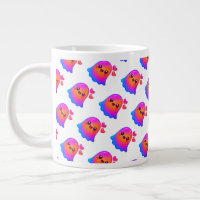 Adorable Neon Kawaii Ghost with Gradient Glow and