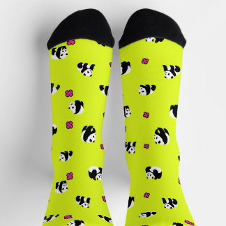 Adorable neon yellow panda  socks