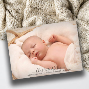 Adorable New Baby Photo Birth Flat Announcement