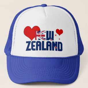 Adorable New Zealand Flag Hearts Patriotic Trucker Hat
