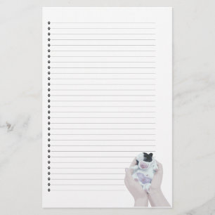 Adorable Newborn Puppy Dog Lined Stationery