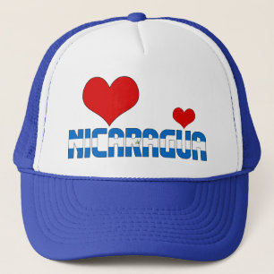 Adorable Nicaragua Flag Hearts Patriotic Trucker Hat