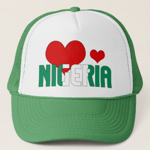 Adorable Nigeria Flag Hearts Patriotic Trucker Hat