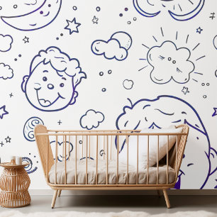 Adorable Nursery Kids Pattern Colouring Page Wallpaper