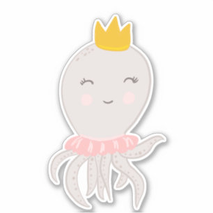 Adorable Octapus illustration with crown