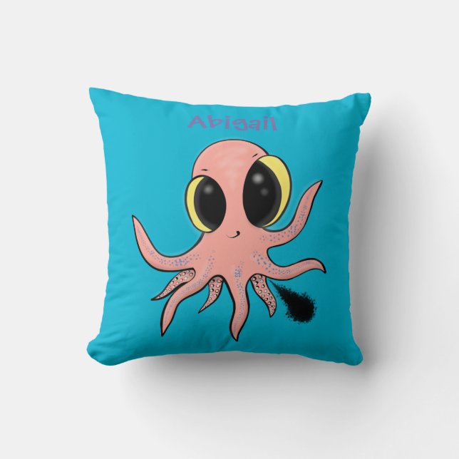 Adorable octopus cartoon design pillow (Front)