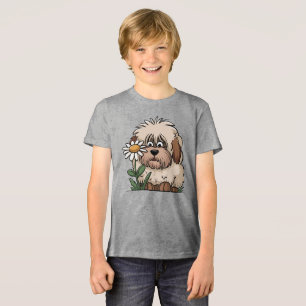 Adorable Old English Sheepdog with Daisy Tri-Blend Shirt