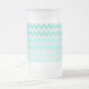 Adorable Ombre, Zigzag ,Chevron Pattern Frosted Glass Beer Mug