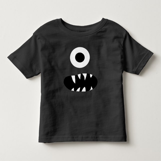 Adorable One Eyed Monster Face Funny Kids Red Toddler T-Shirt (Front)