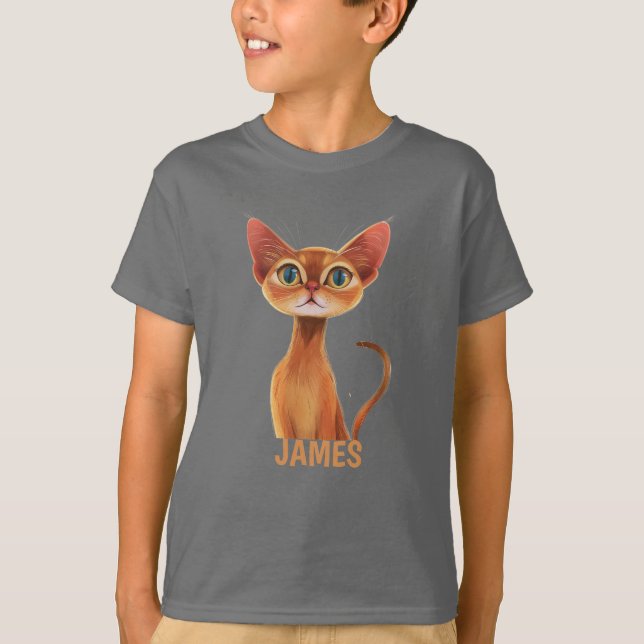 Adorable Orange Abyssinian Cat Personalised T-Shirt (Front)