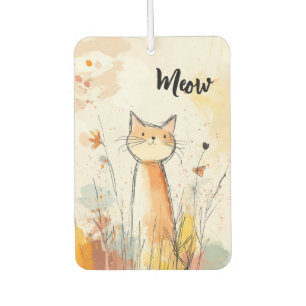 Adorable Orange Cat Illustration Personalised Car Air Freshener