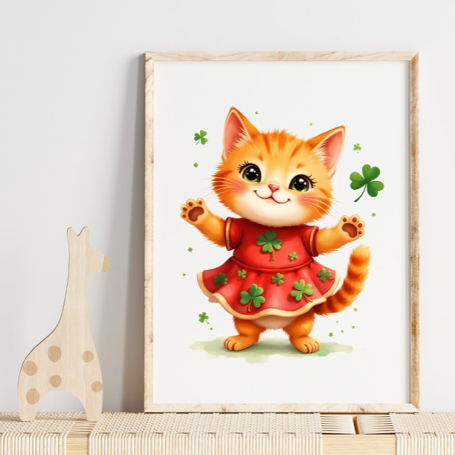 Adorable Orange Kitten in Shamrock Dress Poster (Creator Uploaded)
