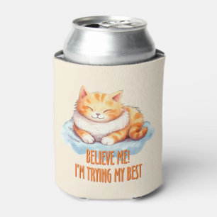 Adorable Orange Tabby Cat- I'm Trying My Best Can Cooler