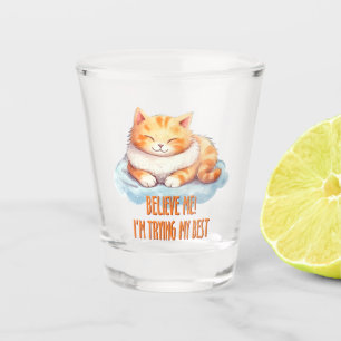 Adorable Orange Tabby Cat- I'm Trying My Best Shot Glass