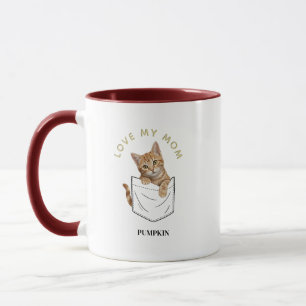 Adorable Orange Tabby Cat in Pocket Name Mug