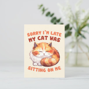 Adorable Orange Tabby Cat- Sorry I'm Late Postcard
