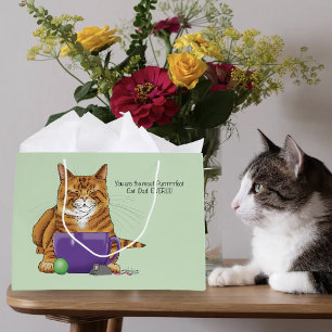 Adorable Orange Tabby Green Father’s Day Purple  Large Gift Bag
