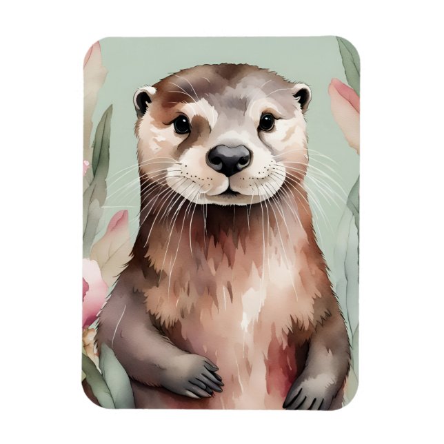 Adorable Otter Boho Watercolor Magnet (Vertical)