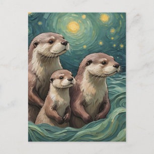 Adorable Otter Family Postcard