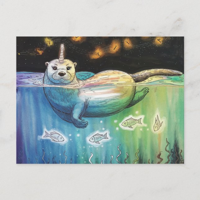 Adorable Otter Unicorn Postcard (Front)