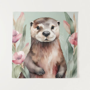 Adorable Otter Watercolor Tapestry