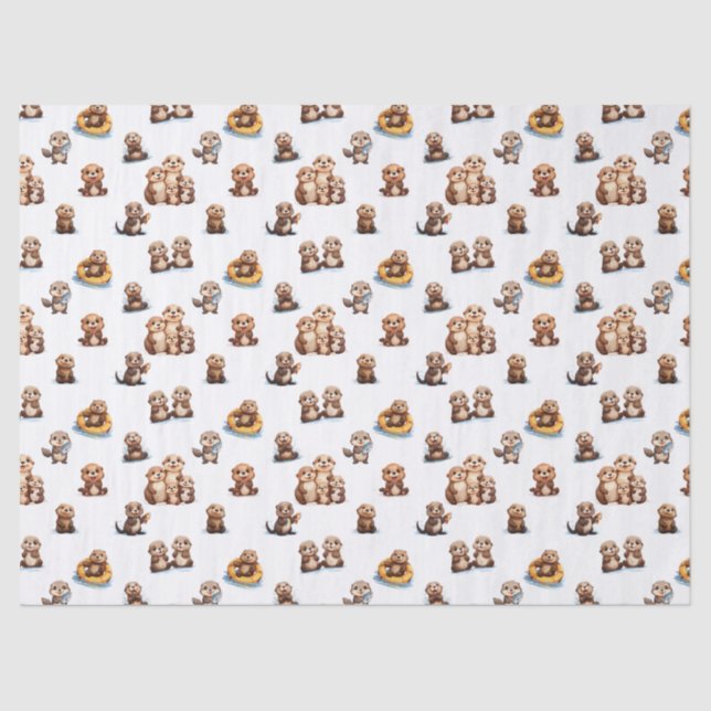 Adorable Otters! Tissue Paper (Front)