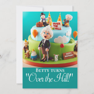 ADORABLE OVER THE HILL BIRTHDAY CAKE PARTY INVITATION