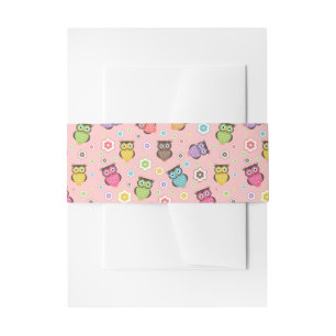 Adorable Owl and Floral Design Invitation Belly Band