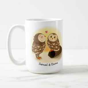 Adorable Owl Couple in the Sunset Romantic Mug