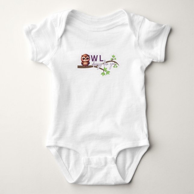 Adorable Owl Design Bodysuit for Baby (Front)