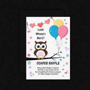 Adorable Owl with Balloons & Hearts Baby Shower Enclosure Card