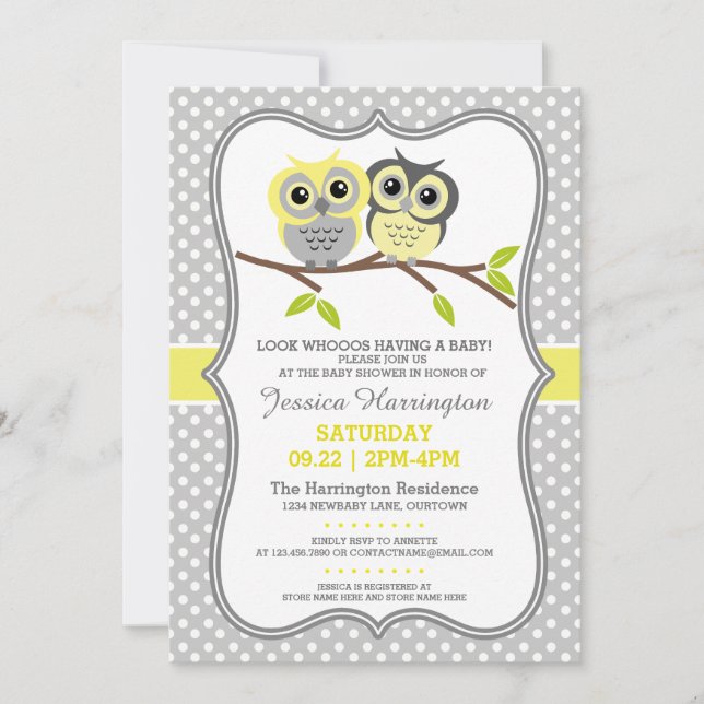 Adorable Owls Baby Shower Invitation (Front)