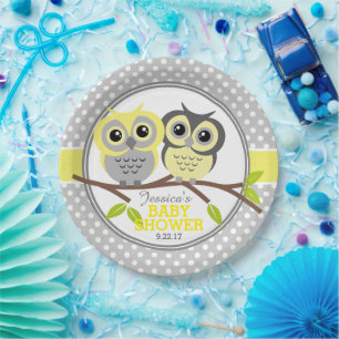 Adorable Owls Baby Shower Paper Plate