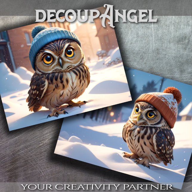 Adorable Owls in Winter Snow - Decoupage - Tissue Paper (Creator Uploaded)