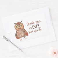 Adorable Painted Owl with Heart Thank You