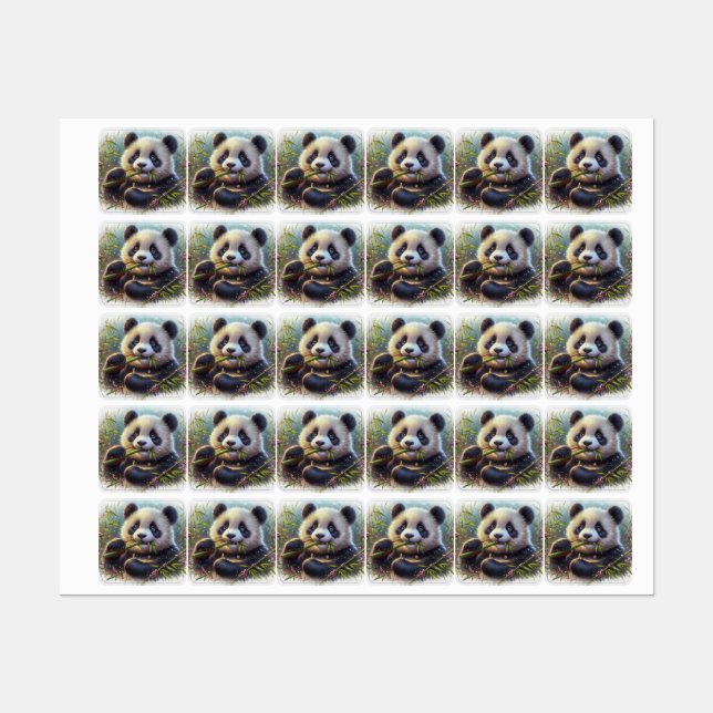 Adorable Panda Bear Eating Bamboo (Sheet)
