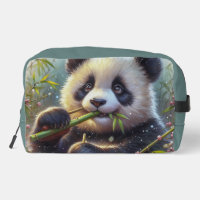 Adorable Panda Bear Eating Bamboo