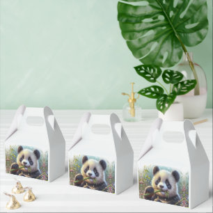 Adorable Panda Bear Eating Bamboo Favour Box
