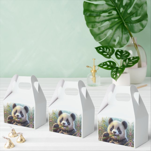 Adorable Panda Bear Eating Bamboo Favour Box (Multiple)