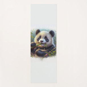 Adorable Panda Bear Eating Bamboo Yoga Mat