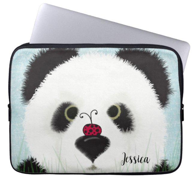 Adorable Panda Bear Laptop Sleeve (Front)