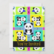 Adorable Panda Bears Bright Colours