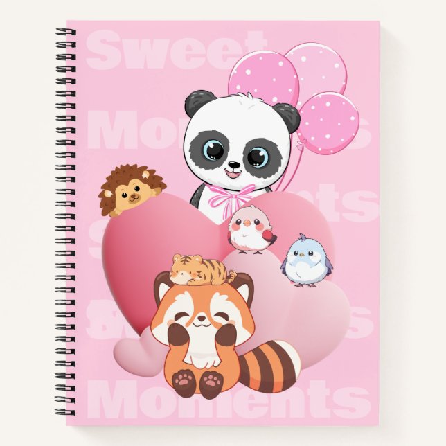 Adorable Panda & Friends Design Notebook (Front)