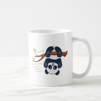adorable panda hanging upside down coffee mug