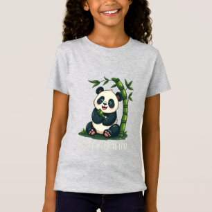 Adorable Panda Hugging Bamboo Cute Cartoon Art T-Shirt