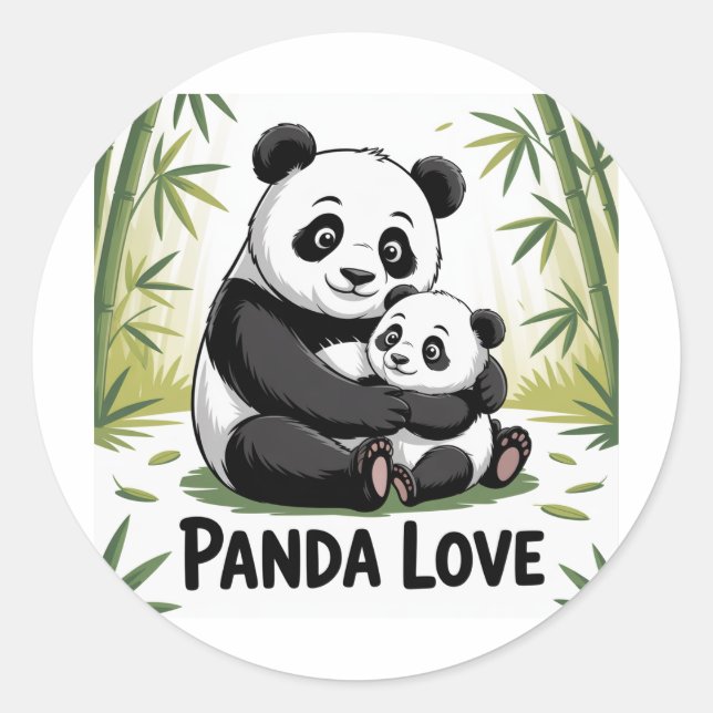 Adorable Panda Love Back to School  Classic Round Sticker (Front)