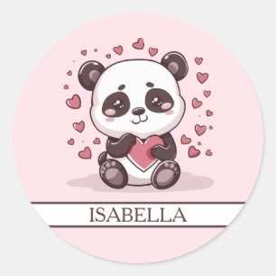 Adorable Panda Love - Personalised Classic Round Sticker