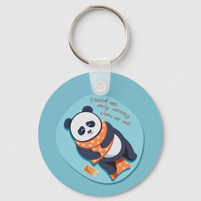 adorable panda need morning call key ring (Front)